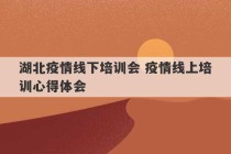 湖北疫情线下培训会 疫情线上培训心得体会