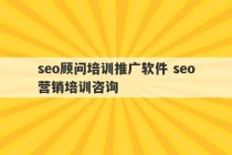 seo顾问培训推广软件 seo营销培训咨询