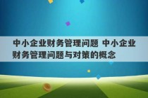 中小企业财务管理问题 中小企业财务管理问题与对策的概念