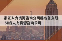 浙江人力资源咨询公司起名怎么起 知名人力资源咨询公司