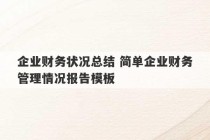 企业财务状况总结 简单企业财务管理情况报告模板