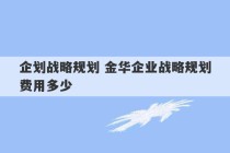 企划战略规划 金华企业战略规划费用多少