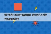 武汉办公软件培训班 武汉办公软件培训学校