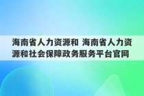 海南省人力资源和 海南省人力资源和社会保障政务服务平台官网