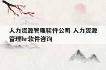 人力资源管理软件公司 人力资源管理hr软件咨询