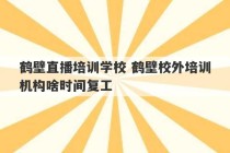 鹤壁直播培训学校 鹤壁校外培训机构啥时间复工