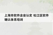 上海市软件企业认定 松江区软件确认体系培训