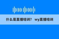 什么是直播培训？ wy直播培训