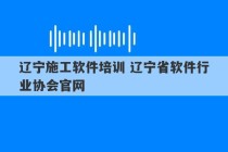 辽宁施工软件培训 辽宁省软件行业协会官网