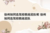 徐州如何选驾校教练团队呢 徐州如何选驾校教练团队