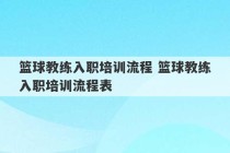 篮球教练入职培训流程 篮球教练入职培训流程表