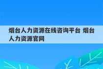 烟台人力资源在线咨询平台 烟台人力资源官网