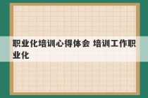 职业化培训心得体会 培训工作职业化