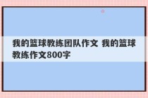 我的篮球教练团队作文 我的篮球教练作文800字