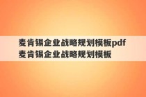 麦肯锡企业战略规划模板pdf 麦肯锡企业战略规划模板