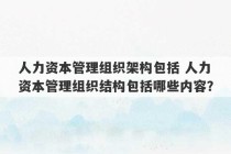 人力资本管理组织架构包括 人力资本管理组织结构包括哪些内容？