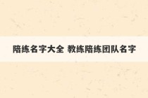 陪练名字大全 教练陪练团队名字