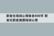 职业化培训心得体会800字 职业化职业道德培训心得