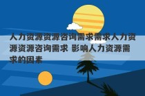 人力资源资源咨询需求需求人力资源资源咨询需求 影响人力资源需求的因素