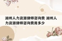 湖州人力资源律师咨询费 湖州人力资源律师咨询费用多少