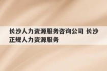 长沙人力资源服务咨询公司 长沙正规人力资源服务