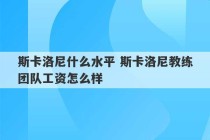 斯卡洛尼什么水平 斯卡洛尼教练团队工资怎么样