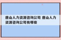 唐山人力资源咨询公司 唐山人力资源咨询公司有哪些