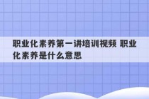 职业化素养第一讲培训视频 职业化素养是什么意思