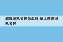 教练团队名称怎么取 骑士教练团队名称