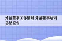 外部董事工作细则 外部董事培训总结报告