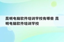 昆明电脑软件培训学校有哪些 昆明电脑软件培训学校