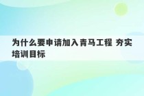 为什么要申请加入青马工程 夯实培训目标