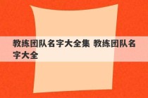 教练团队名字大全集 教练团队名字大全