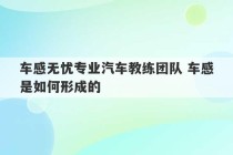 车感无忧专业汽车教练团队 车感是如何形成的