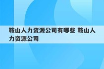 鞍山人力资源公司有哪些 鞍山人力资源公司