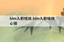 bim入职培训 bim入职培训心得