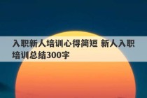 入职新人培训心得简短 新人入职培训总结300字