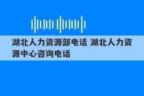 湖北人力资源部电话 湖北人力资源中心咨询电话