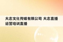 大志文化传媒有限公司 大志直播运营培训直播