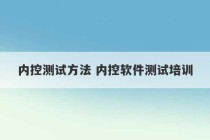 内控测试方法 内控软件测试培训