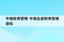 中级财务管理 中级企业财务管理目标