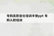 导购员职业化培训手册ppt 导购入职培训