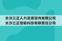 长沙三正人力资源咨询有限公司 长沙三正智能科技有限责任公司