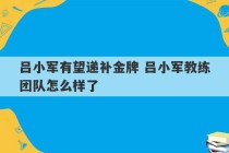 吕小军有望递补金牌 吕小军教练团队怎么样了