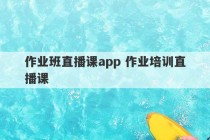 作业班直播课app 作业培训直播课