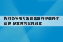 你财务管理专业在企业有哪些具体岗位 企业财务管理职业