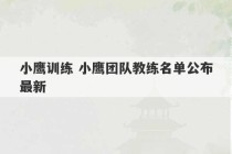 小鹰训练 小鹰团队教练名单公布最新