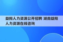 益阳人力资源公开招聘 湖南益阳人力资源在线咨询