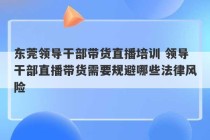 东莞领导干部带货直播培训 领导干部直播带货需要规避哪些法律风险