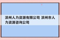 滨州人力资源有限公司 滨州市人力资源咨询公司